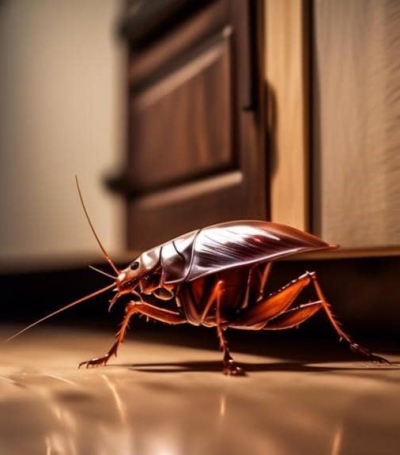 Cockroach on a floor in a house