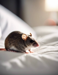 Mouse on a person's bed
