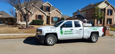 pest control truck at a home
