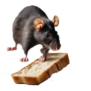 Rat on bread for rat control
